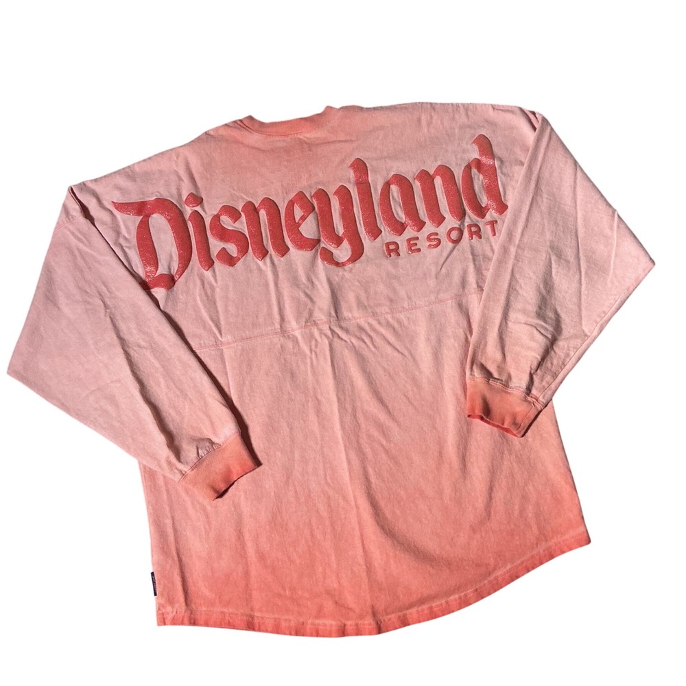 Disney Spirit Jersey Disneyland‎ Resort Coral Pink Ombre Glitter Puff Print M